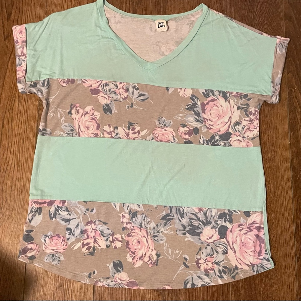 Sew In Love light weight tee shirt .Cuffed sleeves. Only worn a few times.